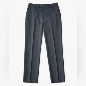 ALFRED SUNG Black Grey Pinstripe Wool Trousers Size Large